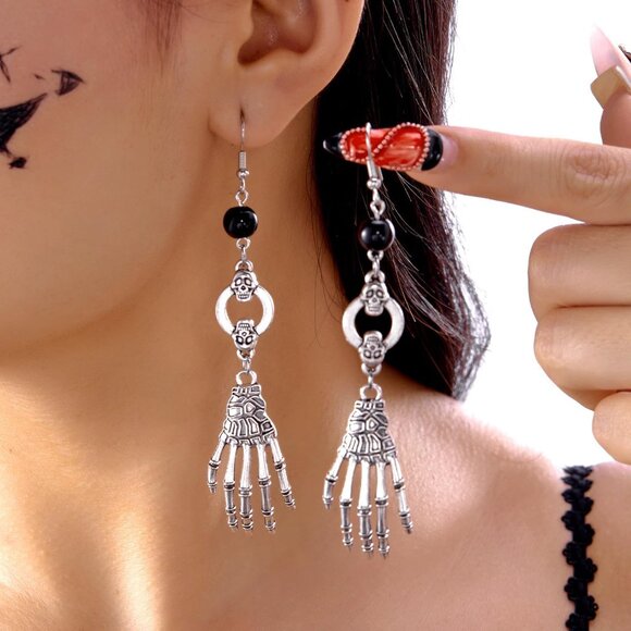 Women's Halloween Skeleton Spider Pumpkin Party Ghost Bat Dangle Earrings - Picture 3 of 7